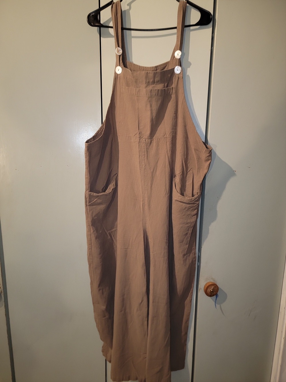 Relaxed Taupe Pinafore Jumpsuit with Pockets